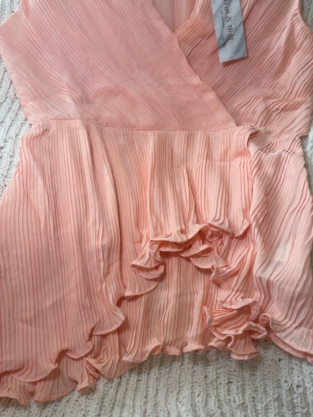 Strut & Bolt Peach Pleated V-Neck Dress - Picture 4 of 7